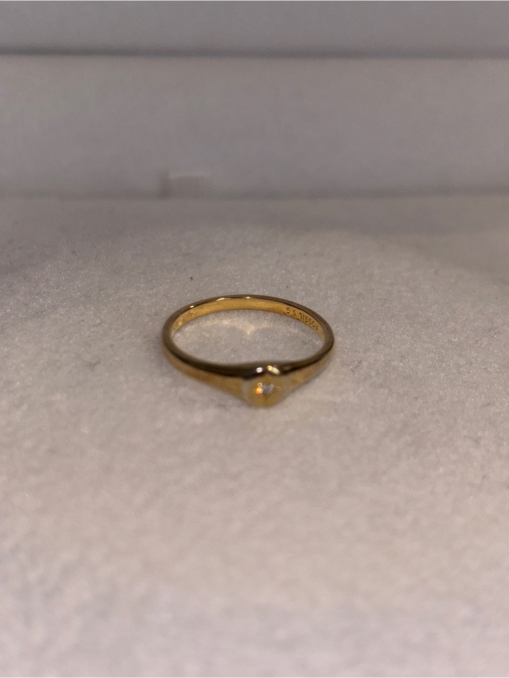 Fossil Gold-Tone Ring with Clear Center Stone